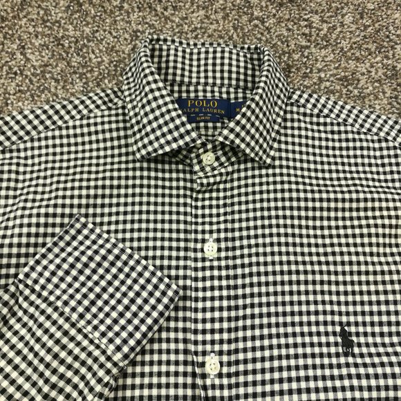 Ralph Lauren Other - Ralph Lauren Shirt Gingham Checked LS Button Down Black Mens Medium Slim Fit